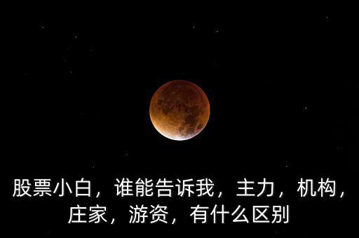 股票小白，誰能告訴我，主力，機構(gòu)，莊家，游資，有什么區(qū)別