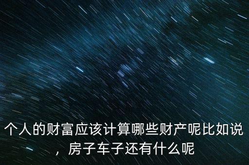 個(gè)人的財(cái)富應(yīng)該計(jì)算哪些財(cái)產(chǎn)呢比如說，房子車子還有什么呢