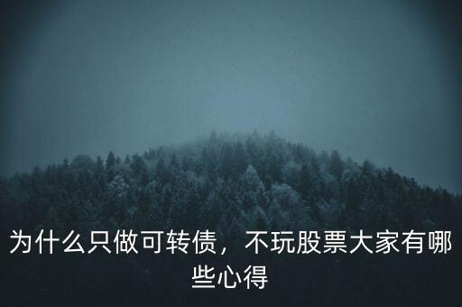 為什么只做可轉(zhuǎn)債，不玩股票大家有哪些心得