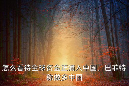 怎么看待全球資金正涌入中國，巴菲特稱做多中國