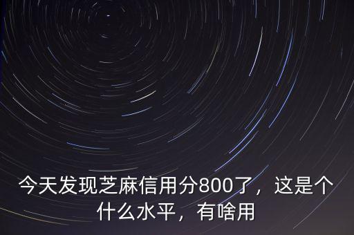 今天發(fā)現(xiàn)芝麻信用分800了，這是個(gè)什么水平，有啥用