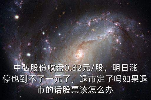 中弘股份收盤0.82元/股，明日漲停也到不了一元了，退市定了嗎如果退市的話股票該怎么辦