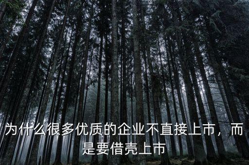 為什么很多優(yōu)質(zhì)的企業(yè)不直接上市，而是要借殼上市