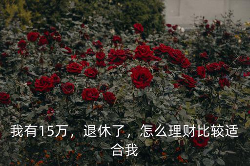 我有15萬，退休了，怎么理財比較適合我