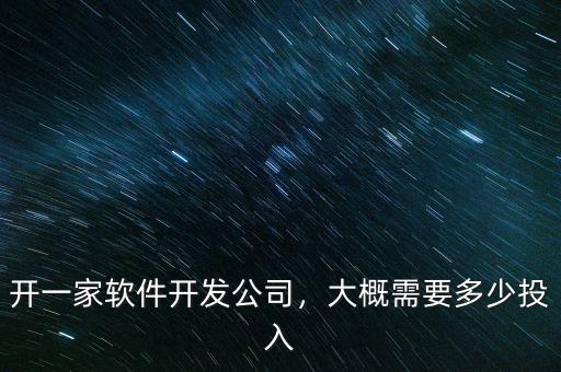開一家軟件開發(fā)公司，大概需要多少投入