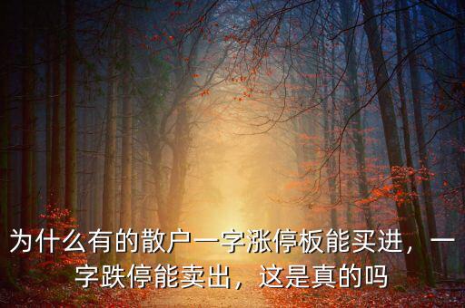 為什么有的散戶一字漲停板能買進(jìn)，一字跌停能賣出，這是真的嗎