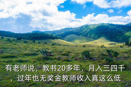 有老師說(shuō)，教書(shū)20多年，月入三四千，過(guò)年也無(wú)獎(jiǎng)金教師收入真這么低