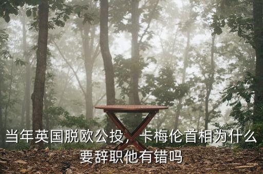 當(dāng)年英國脫歐公投，卡梅倫首相為什么要辭職他有錯嗎