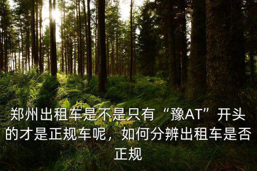 鄭州出租車是不是只有“豫AT”開頭的才是正規(guī)車呢，如何分辨出租車是否正規(guī)