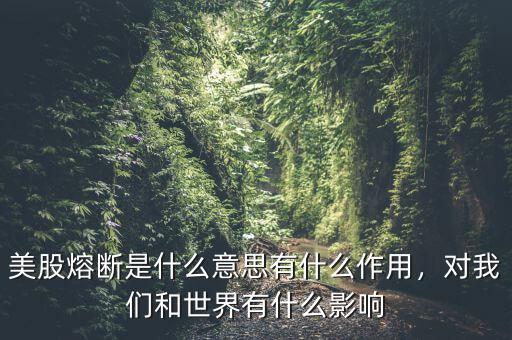 美股熔斷是什么意思有什么作用，對我們和世界有什么影響