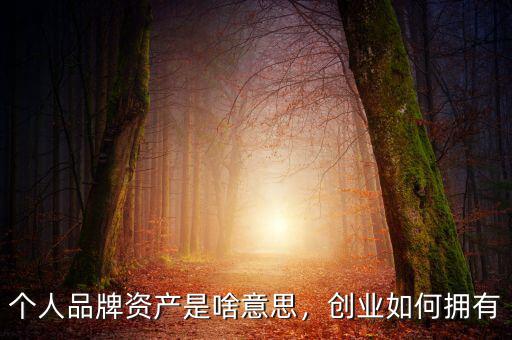 個人品牌資產(chǎn)是啥意思，創(chuàng)業(yè)如何擁有