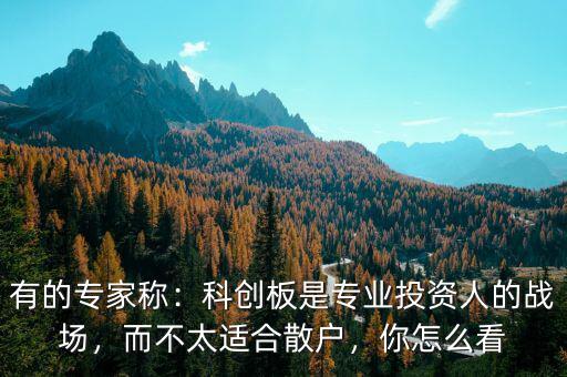 有的專家稱：科創(chuàng)板是專業(yè)投資人的戰(zhàn)場，而不太適合散戶，你怎么看