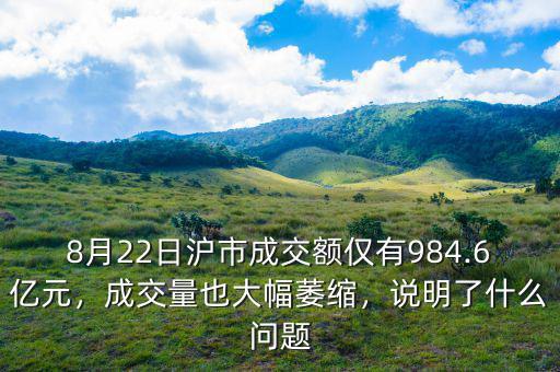 8月22日滬市成交額僅有984.6億元，成交量也大幅萎縮，說明了什么問題