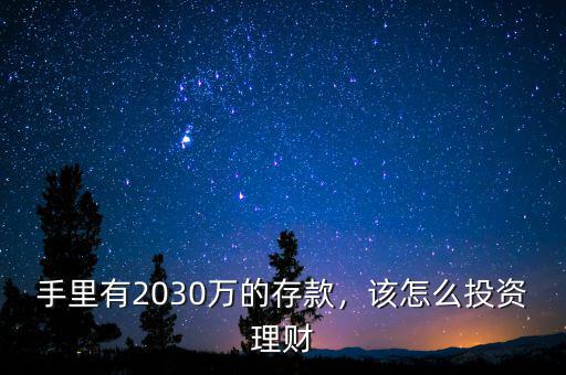 手里有2030萬的存款，該怎么投資理財(cái)