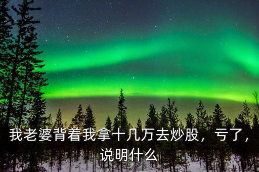 我老婆背著我拿十幾萬去炒股，虧了，說明什么