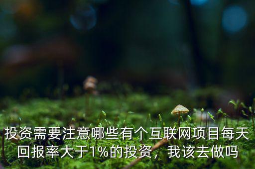 投資需要注意哪些有個互聯(lián)網(wǎng)項目每天回報率大于1%的投資，我該去做嗎