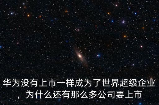 華為沒有上市一樣成為了世界超級企業(yè)，為什么還有那么多公司要上市