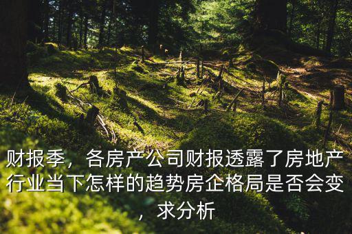 財報季，各房產(chǎn)公司財報透露了房地產(chǎn)行業(yè)當(dāng)下怎樣的趨勢房企格局是否會變，求分析