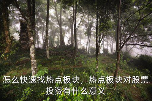 怎么快速找熱點(diǎn)板塊，熱點(diǎn)板塊對(duì)股票投資有什么意義