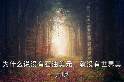 為什么說沒有石油美元，就沒有世界美元呢