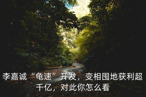 李嘉誠(chéng)“龜速”開(kāi)發(fā)，變相囤地獲利超千億，對(duì)此你怎么看