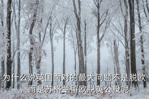 為什么說英國面對的最大問題不是脫歐，而是蘇格蘭留歐脫英公投呢
