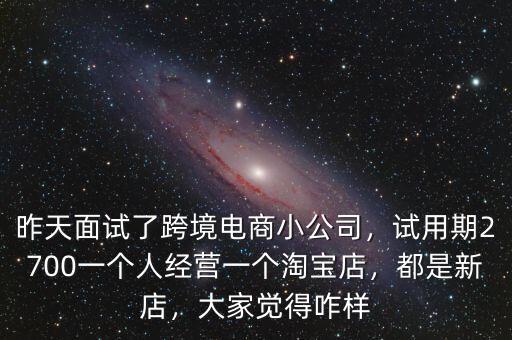 昨天面試了跨境電商小公司，試用期2700一個(gè)人經(jīng)營(yíng)一個(gè)淘寶店，都是新店，大家覺(jué)得咋樣
