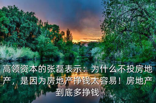 高領資本的張磊表示：為什么不投房地產，是因為房地產掙錢太容易！房地產到底多掙錢