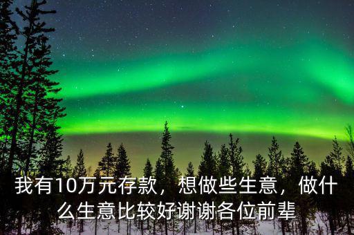 我有10萬元存款，想做些生意，做什么生意比較好謝謝各位前輩