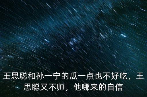 王思聰和孫一寧的瓜一點(diǎn)也不好吃，王思聰又不帥，他哪來(lái)的自信