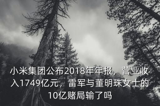 小米集團公布2018年年報，營業(yè)收入1749億元，雷軍與董明珠女士的10億賭局輸了嗎