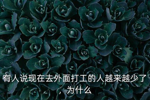 有人說現(xiàn)在去外面打工的人越來越少了，為什么