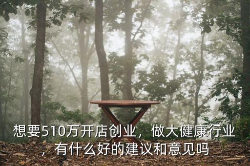 想要510萬開店創(chuàng)業(yè)，做大健康行業(yè)，有什么好的建議和意見嗎