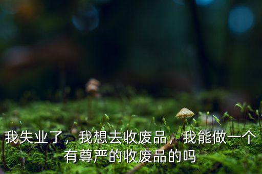 我失業(yè)了，我想去收廢品，我能做一個有尊嚴的收廢品的嗎