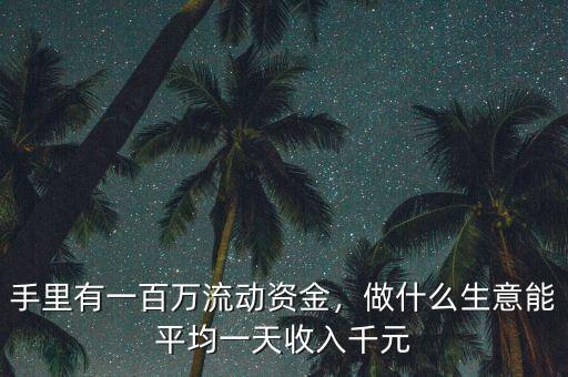 手里有一百萬流動資金，做什么生意能平均一天收入千元