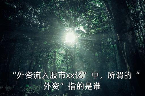 “外資流入股市xx億”中，所謂的“外資”指的是誰