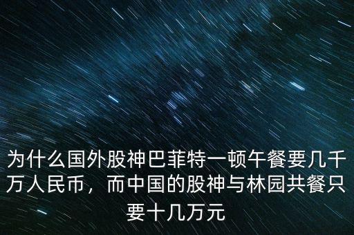 為什么國(guó)外股神巴菲特一頓午餐要幾千萬人民幣，而中國(guó)的股神與林園共餐只要十幾萬元