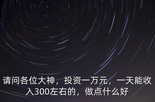 請問各位大神，投資一萬元，一天能收入300左右的，做點什么好