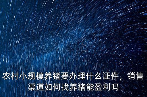 農(nóng)村小規(guī)模養(yǎng)豬要辦理什么證件，銷售渠道如何找養(yǎng)豬能盈利嗎