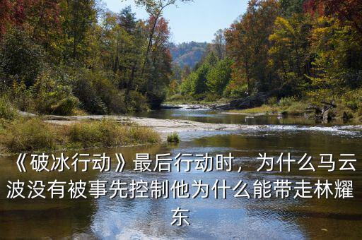 《破冰行動》最后行動時(shí)，為什么馬云波沒有被事先控制他為什么能帶走林耀東