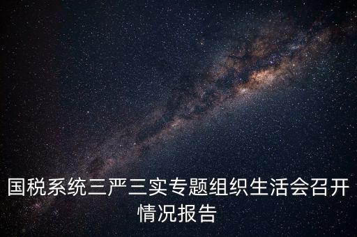 國稅系統(tǒng)三嚴(yán)三實(shí)專題組織生活會召開情況報(bào)告