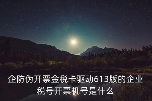 金稅盤企業(yè)稅號是什么，企防偽開票金稅卡驅(qū)動613版的企業(yè)稅號開票機號是什么