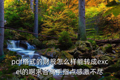 什么是財(cái)報(bào)自動(dòng)轉(zhuǎn)換工具，pdf格式的財(cái)報(bào)怎么樣能轉(zhuǎn)成excel的啊求各高手指點(diǎn)感激不盡