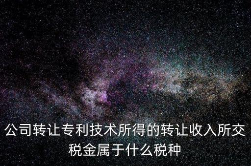 公司出售專利交什么稅，公司轉(zhuǎn)讓專利技術(shù)所得的轉(zhuǎn)讓收入所交稅金屬于什么稅種