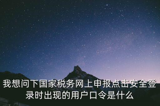我想問下國家稅務網上申報點擊安全登錄時出現(xiàn)的用戶口令是什么
