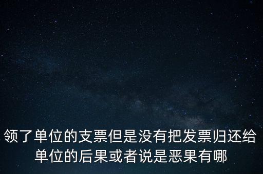 領了單位的支票但是沒有把發(fā)票歸還給單位的后果或者說是惡果有哪