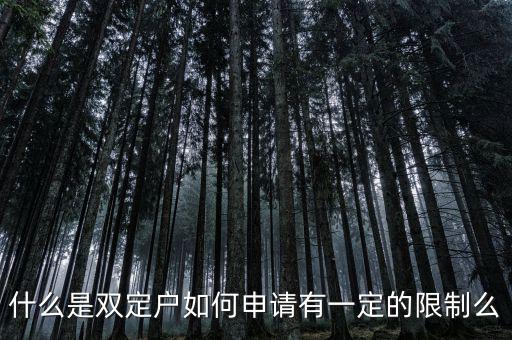 什么是雙定戶(hù)如何申請(qǐng)有一定的限制么