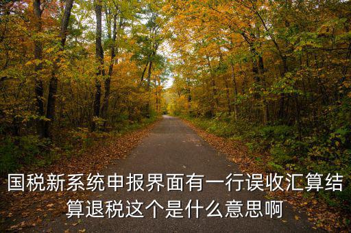 國稅新系統(tǒng)申報界面有一行誤收匯算結算退稅這個是什么意思啊
