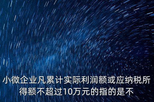 小微企業(yè)凡累計(jì)實(shí)際利潤(rùn)額或應(yīng)納稅所得額不超過10萬元的指的是不