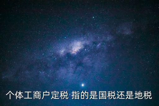 個體交的國稅是什么意思，個體納稅指的是國稅還是地稅